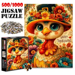 1pc 1000 piece adult puzzle 70x50cm Floral - Adorned Turkey for Happy Thanksgiving 500 pieces paper jigsaw puzzle suitable for DIY creative games for adults and families, birthday and holiday stress