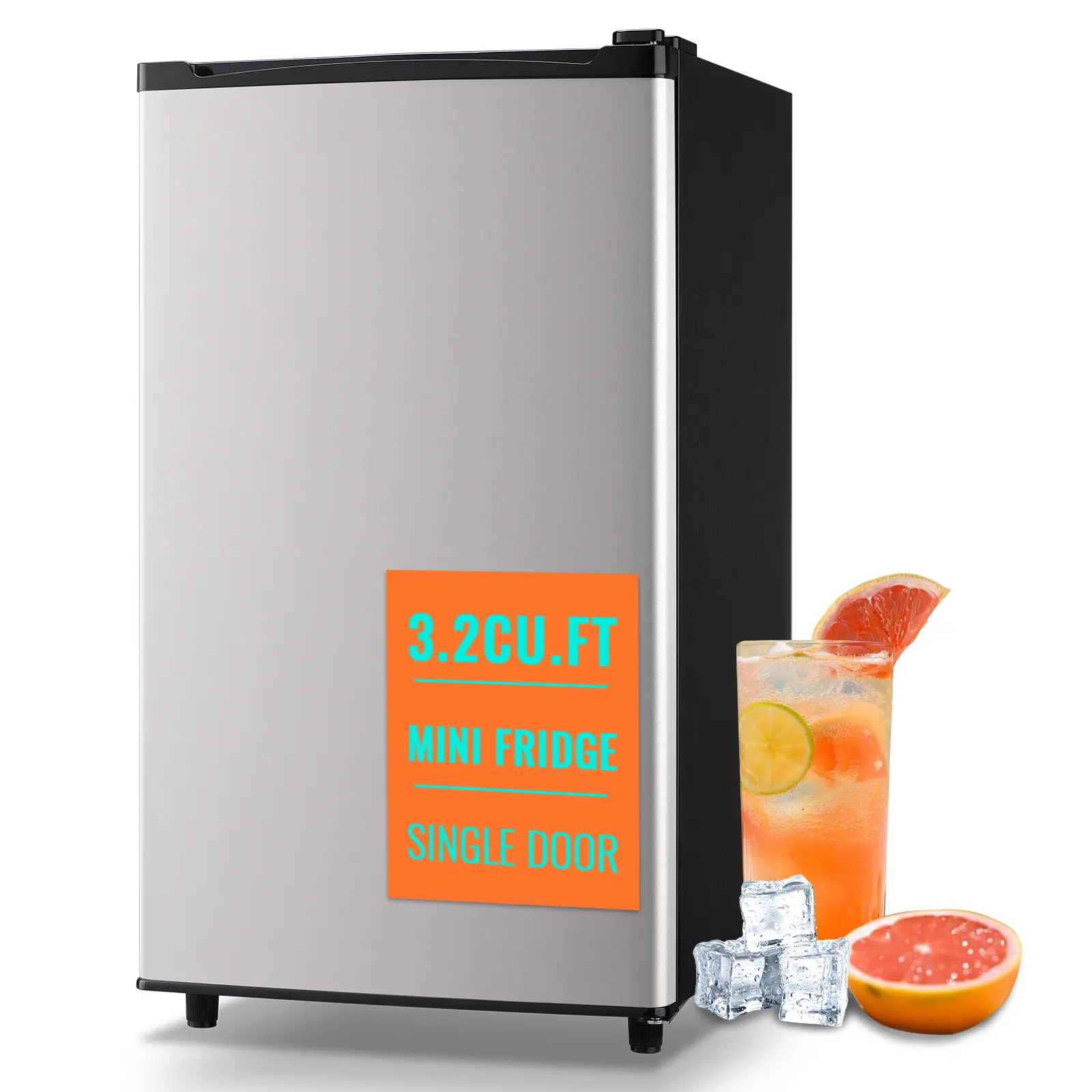 WANAI 3.2 Cu.Ft Compact Design Single-Door Mini Refrigerator with Interior Freezer, Adjustable Removable Shelves for Office, Dorm