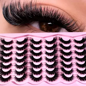 New 21Pairs 3D Mink Lashes Soft Comfortable False Eyelashes 5d lashes Cat Eye Fluffy Faux Mink Lashes Wispy Lashes Dramatic Long Thick Volume Mink False Eyelashes Makeup For Daily Date Party Halloween Cosplay