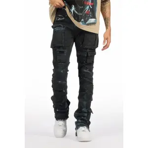 Gentry Blue Oil Wash Stacked Flare Jean