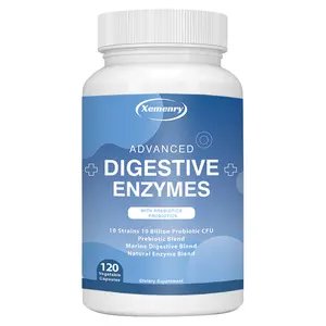 Xemenry - Digestive Enzymes, Plus Prebiotics & Probiotics Supplement, 120 Capsules, Organic Plant-Based Vegan Formula for Digestion & Lactose with Amylase & Bromelain