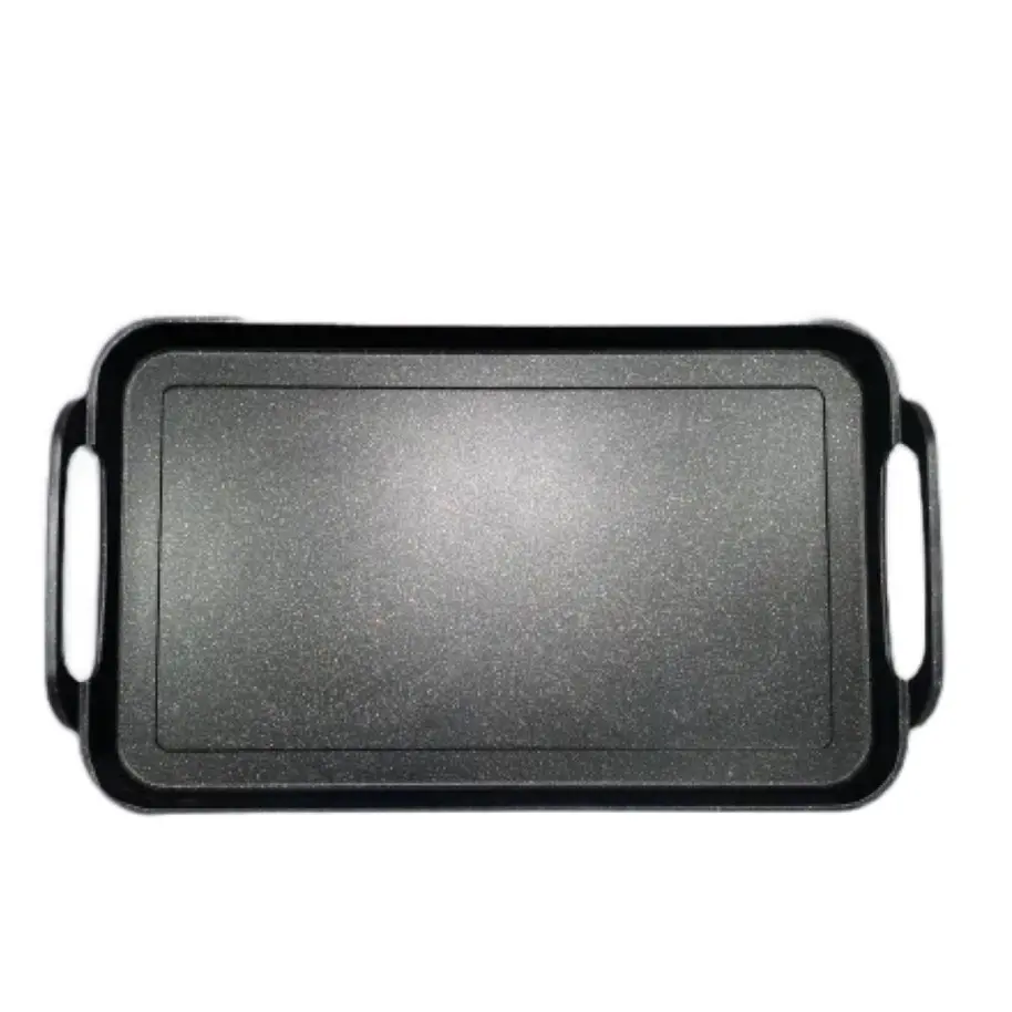 Neware double Griddle Marble coated COMAL with HANDLES for all types of stoves Aluminium Cookware Induction Nonstick Pan Handles Silicone
