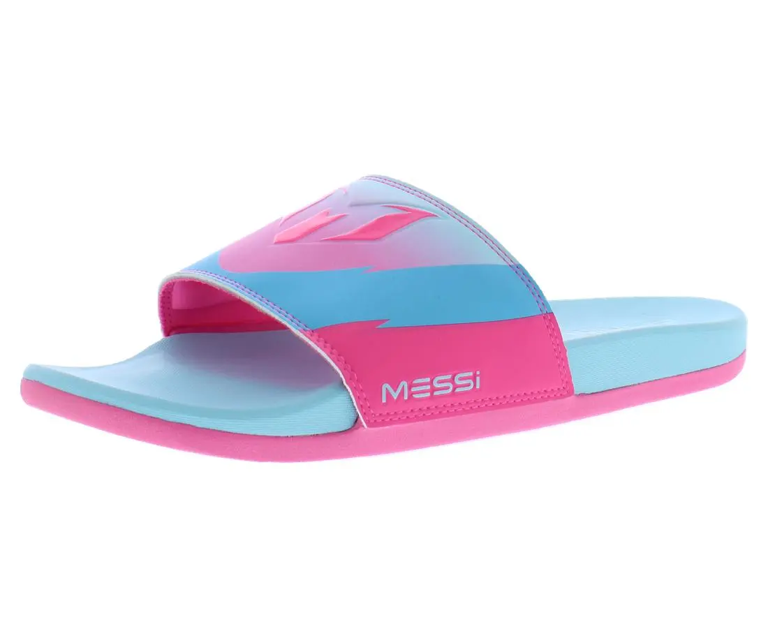 Adidas Men's Adilette Comfort Messi Slides - Lightweight Athletic Recovery Slipper with Cushioned Footbed for Indoor & Outdoor Use, Footwear