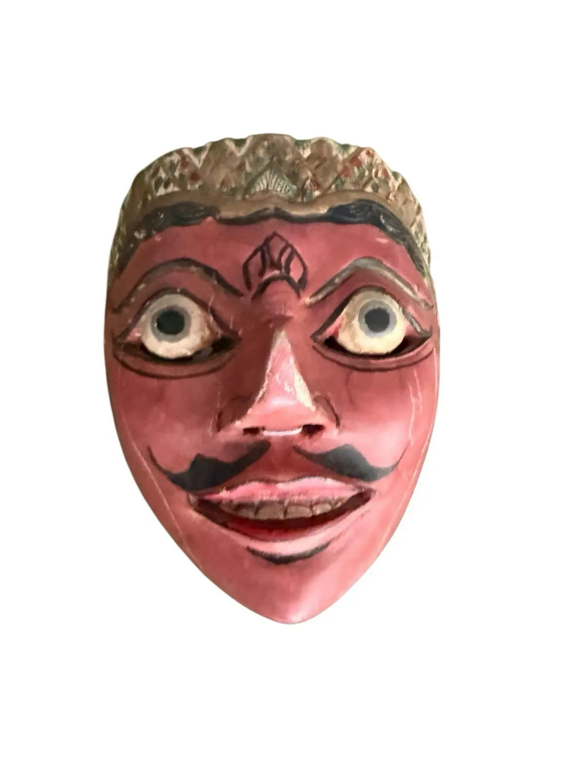 Vintage Mid-20th Century Balinese Topeng Dance Mask Hand-Carved Wood