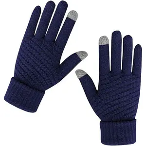 Women Men Winter Gloves Touchscreen Warm Wool Fleece Lined Knit Glove,Touch Screen Elastic Cuff Texting Thermal Gloves
