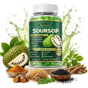 Soursop Gummies 20-in-1 Herbal Complex – Organic Moringa, Plant-Based Supplement with Sea Moss, Turmeric, Black Seed Oil, Oregano, Ashwagandha, Multi-Nutrient & Naturals Vitamins Supplements for Immune Support, Daily Wellness, Vegan Non-GMO, 60 Gummies