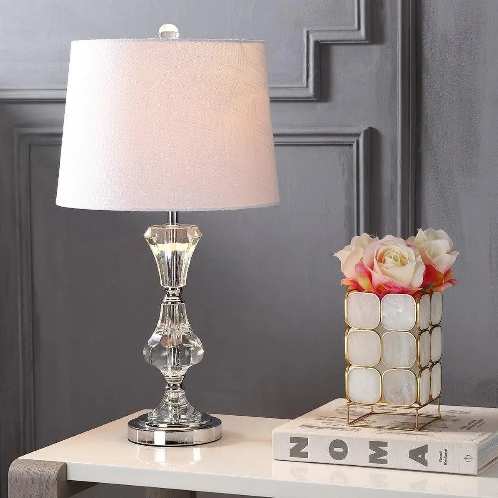 JONATHAN Y Riley Traditional Crystal LED Table Lamp with LED Bulb - Versatile Indoor Lighting for Bedroom, Living Room