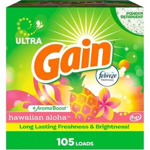 Gain Powder Laundry Detergent, Hawaiian Scent, 105 Loads, 135 OZ
