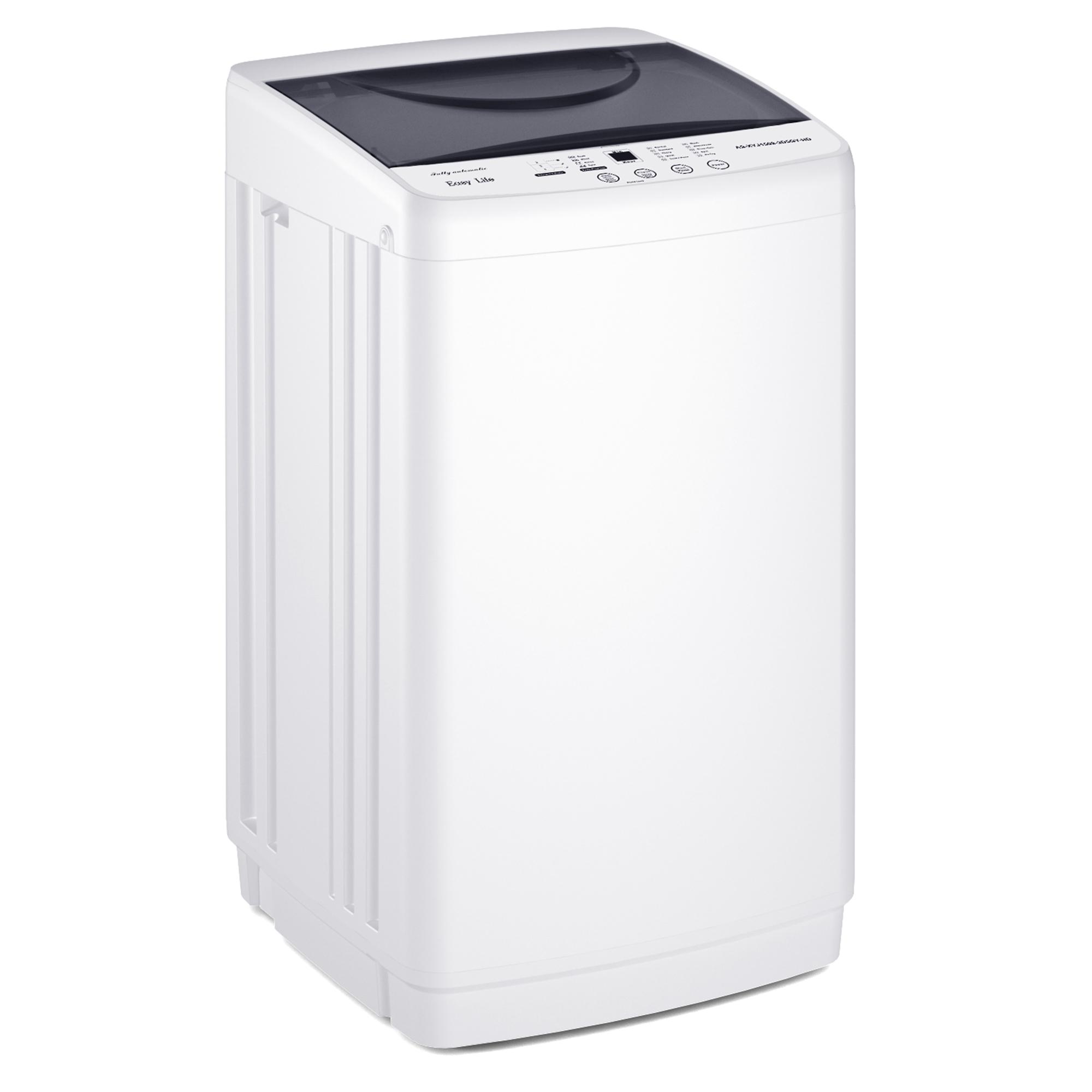 Washing Machine Portable Compact 7.7lbs Capacity Full-Automatic W/Drain Pump,10 programs 10 Water Level 1.34 Cu.ft Cloth Washer and Spinner Portable washing machine, 7.7 pounds, fully automatic compact model, stainless steel tub, 10 washing modes