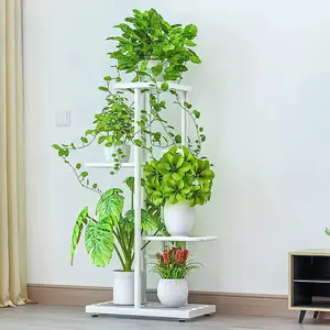 4 Tier 5 Potted Plant Stand Metal Multiple Flower Pot Holder Shelf Indoor Outdoor Planter Display Shelving Unit for Patio Garden Corner Balcony Living Room Deals For You Days