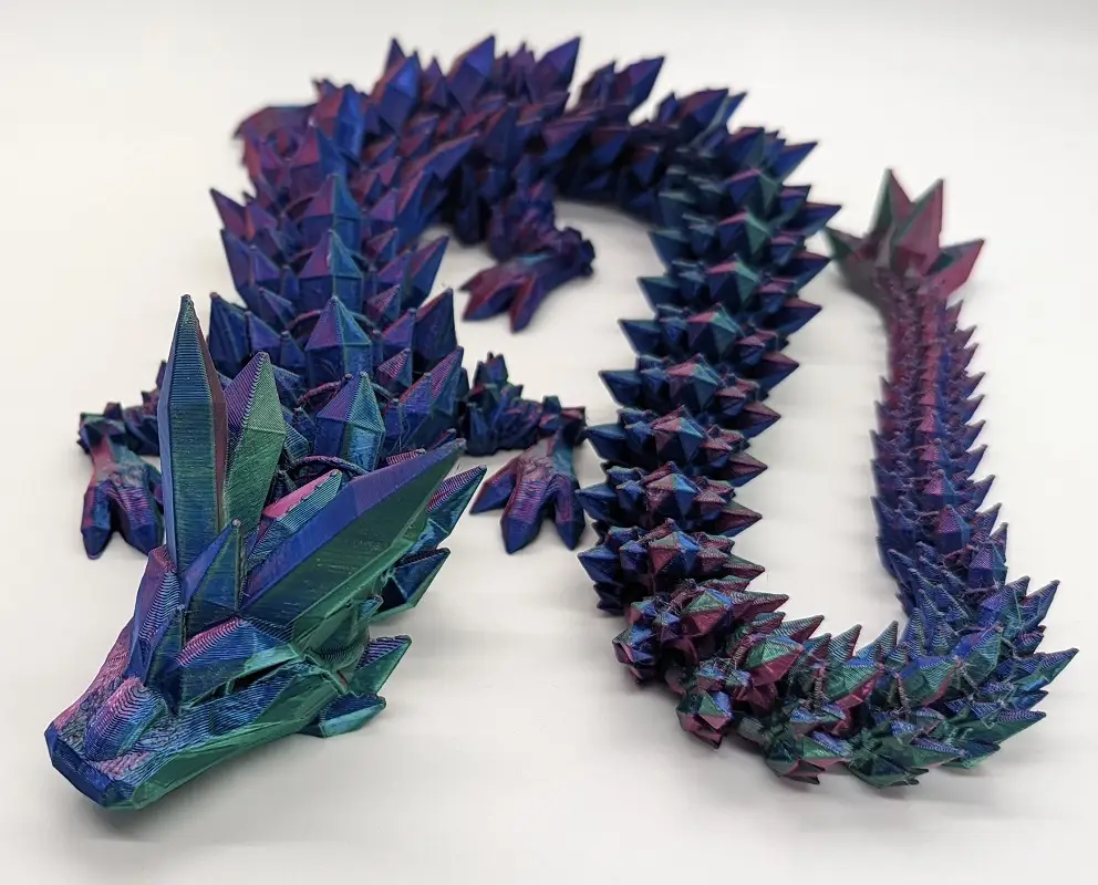 Articulated Crystal Dragon 3D Printed 31" 24" 18"