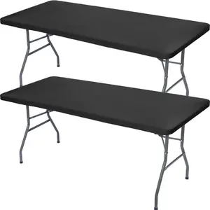 Stretch Spandex Tablecloth, Elastic Fitted Picnic Table Cover, Washable Folding Table Cover, Rectangle Polyester Tablecloth