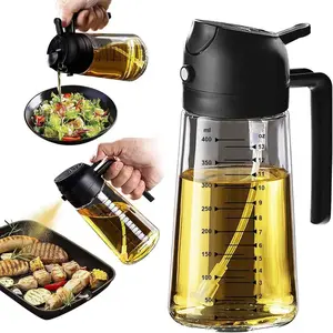 6 Oz/470 Ml Cooking Glass Olive Oil Spray Bottle, 2-In-1 Olive Oil Dispenser for Kitchen Gadgets, Air Fryer, Salads, Grilling