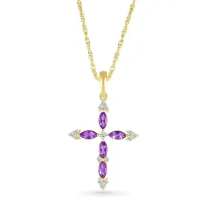 Dainty Amethyst and White Sapphire Cross Pendant
