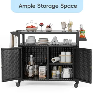 Pro-Grade Industrial Kitchen Cart - Chef's Multi-Level Organizer w/ Drainage Spice Tray & Dual-Brake Wheels Racks Home Storage Mobile Folding Trolley