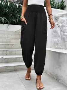 Women's High-Waisted Loose-Fitting Pants, Womenswear, Minimalist Comfortable Casual Daily Wear, Versatile Stylish Design, Perfect for All Occasions, All Purpose Pants