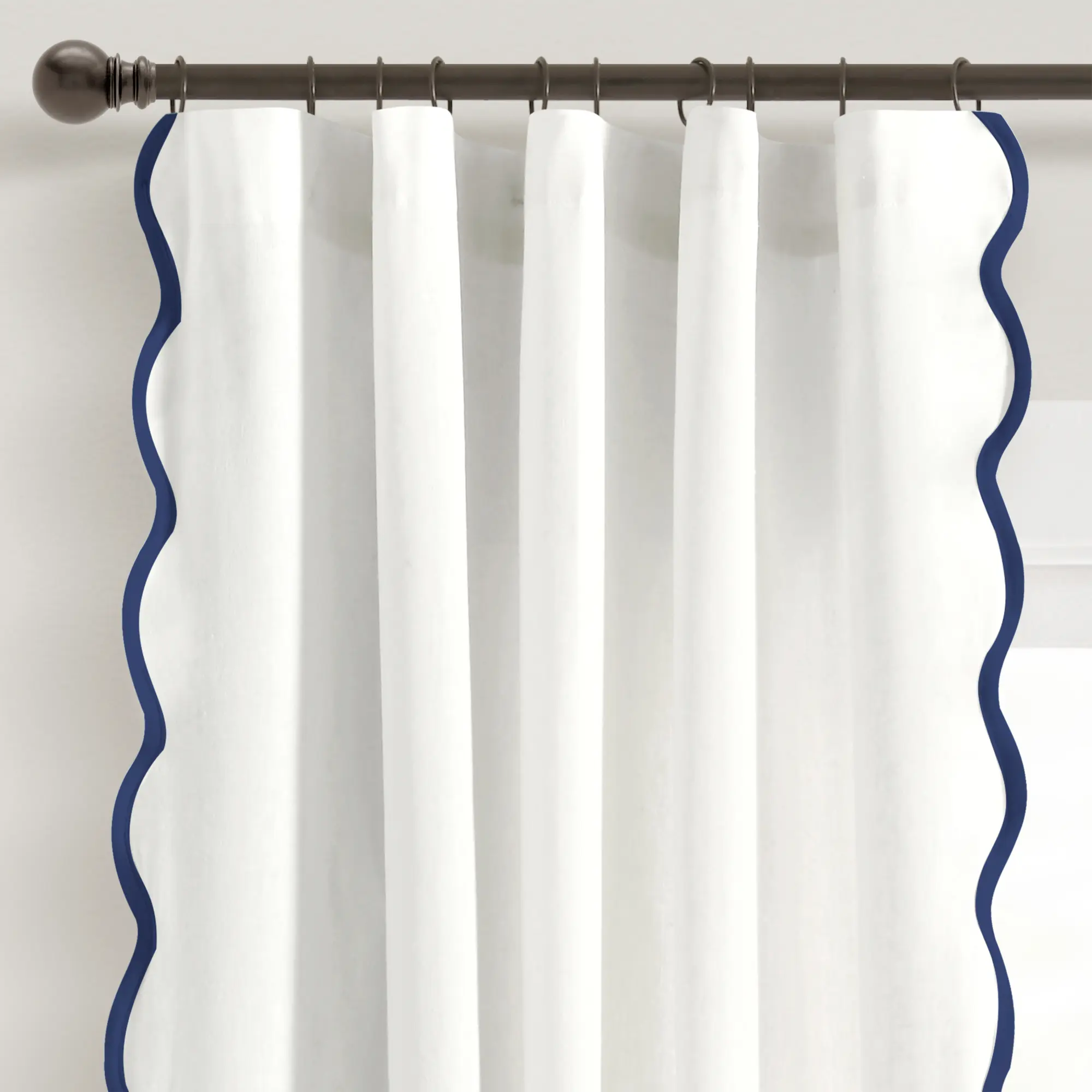 Lush Decor Coastal Chic Scalloped Edge Home Decoration Curtain 2-Pc Set, Lightweight Faux Linen Window Drapes, Unlined, Machine Washable, 84x52in Room Decor & Bedroom Inspo Curtain Panel Accessory