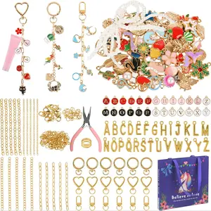 319 Piece Lipstick Keychain Making Kit, Includes 18 Keychains, 20 Extender Chains, 117 Charms, 150 Jump Rings, Jewelry Clamp, DIY Craft Set, Beading Making, Beads Set, DIY Beading Accessories