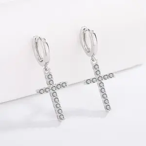 Unique Cross Moissanite Earrings S925 0.36 CT x 2 - Round Cut - Lore Jewelry