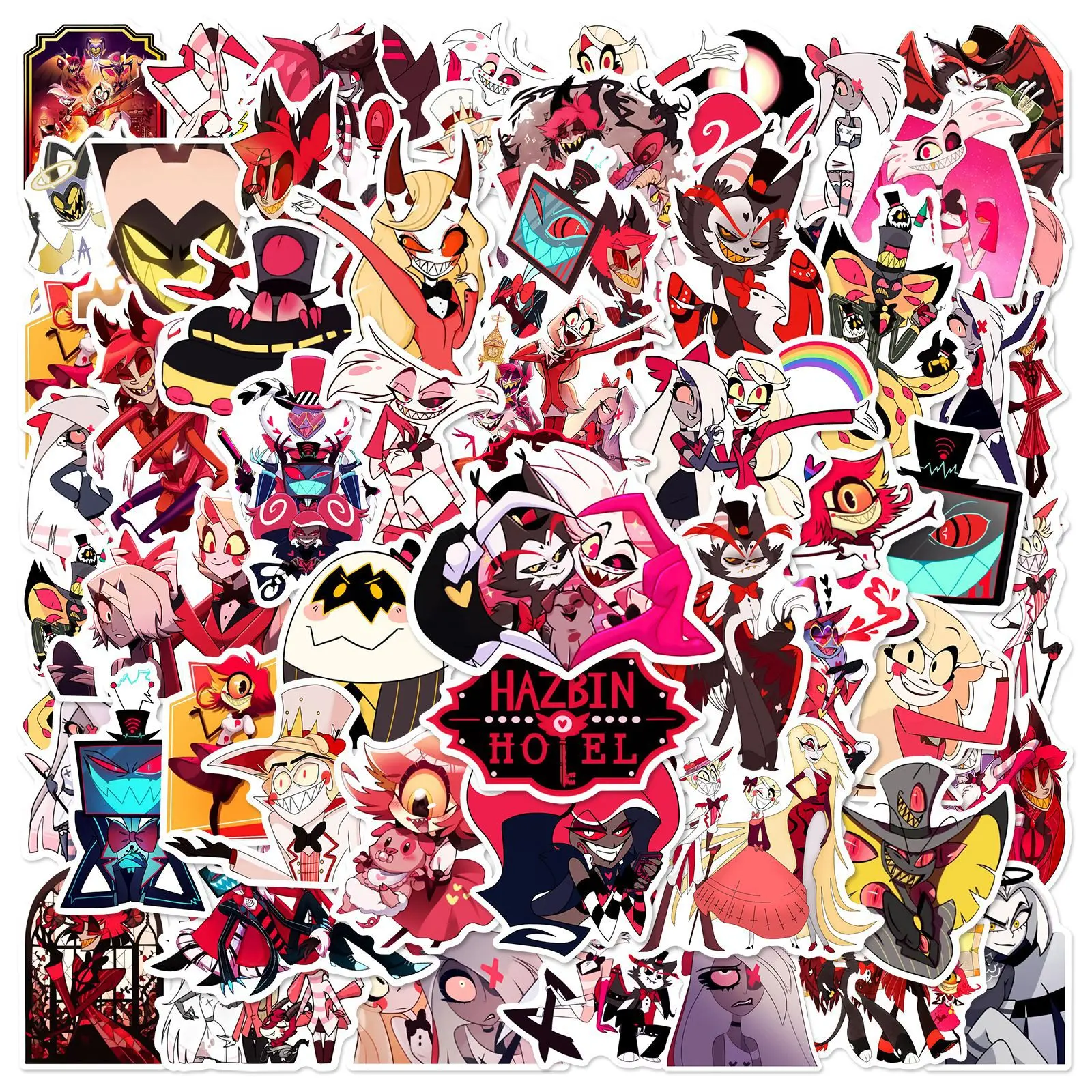 Hazbin Hotel Series Sticker, 50pcs/set Sticker Pack Creative Cartoon Sticker, Decorative Sticker for DIY Scrapbook & Journal & Notebook & Water Bottle, Funny Stickers Decals