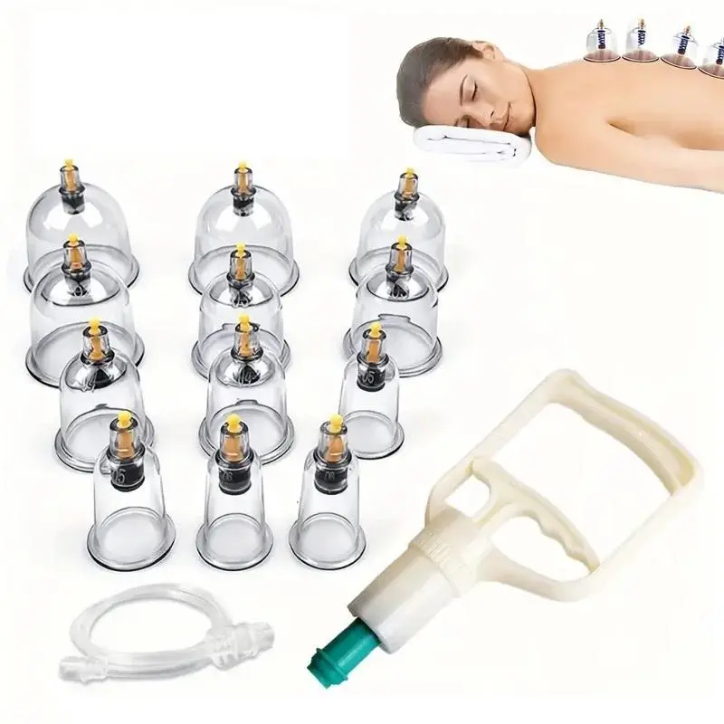 12-Piece Cupping Therapy Set for Body Relaxation, Relaxation Aid, Vacuum Suction Cups for Massage, Home Use Cupping Massager Kit for Adults, Body Care Tool, Home Spa Equipment