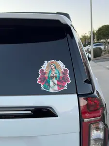 Virgen De Guadalupe Mexico Flag Color Vinyl Car Sticker - Vinyl Decal Sticker, Religious Automotive Exterior Decor Ornaments Set