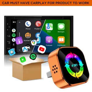 [Father’s Day Gift]【Check Compatibility】2026 4-in-1 Wireless CarPlay & Android Auto Adapter, Supports YouTube/TikTok/Mirrorlink/Airplay, Plug & Play AI Box for OEM Wired CarPlay Vehicles