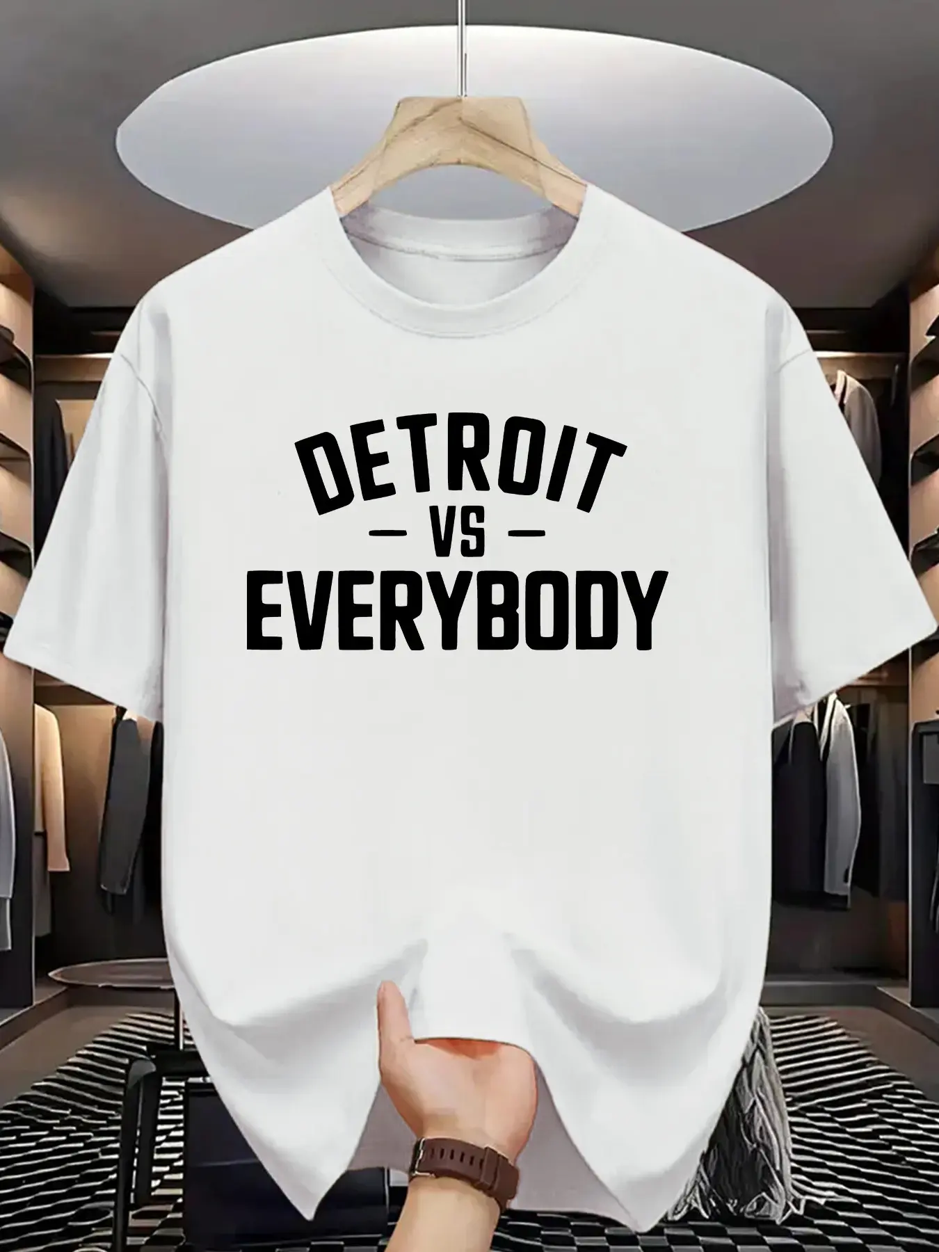[DETROIT VS EVERYBODY T-Shirt] DETROIT VS EVERYBODY Crew Neck T-Shirt - Street Style, Trendy And Versatile