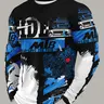 Men's MTB Mountain Bike Riding Shirt, Quick-Dry Breathable Long Sleeve T-Shirt, Trendy Motorcycle Style Print Sport Top, Spring & Fall, Cycling Apparel