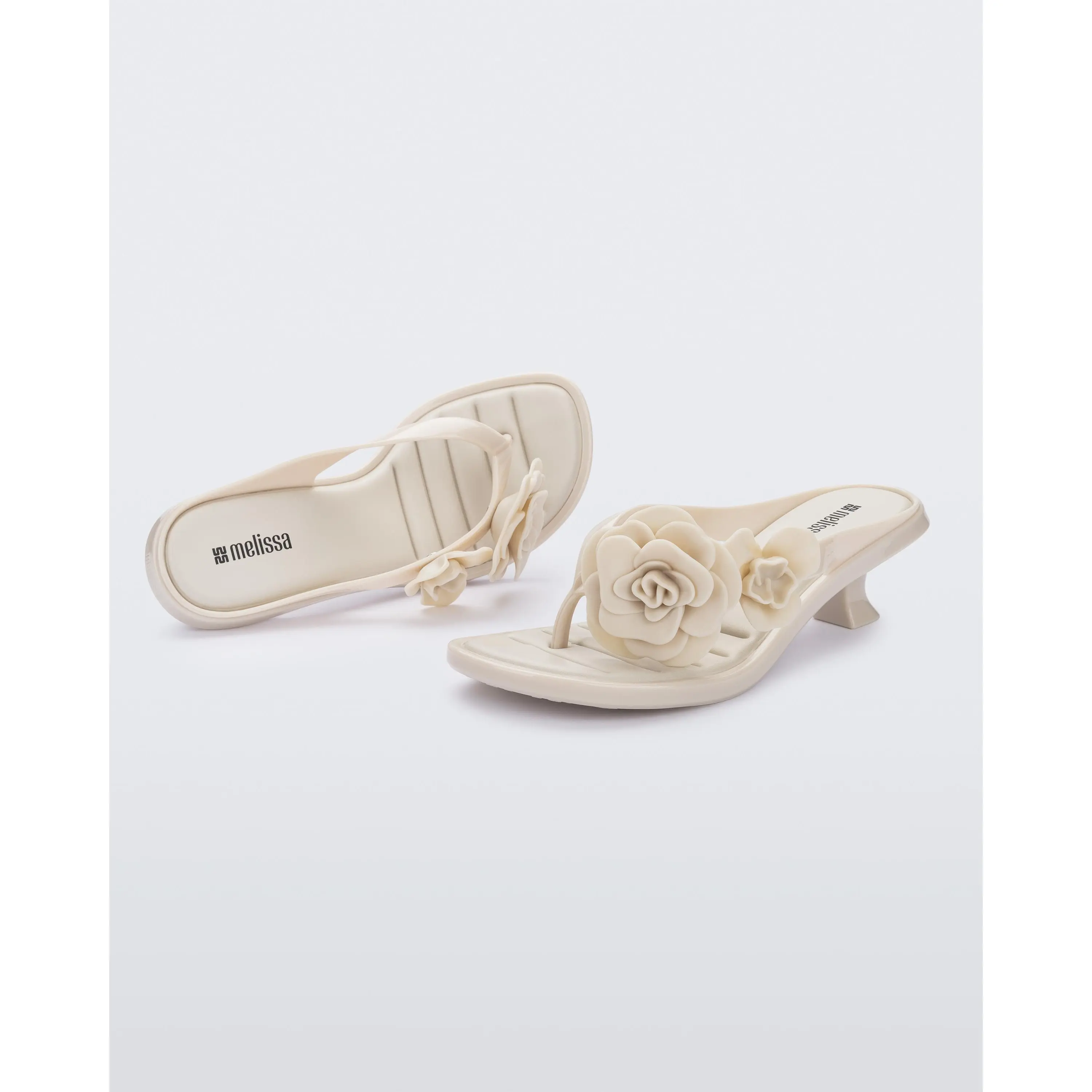 Melissa Women's Petals Kitten Heel Sandal, Jelly Shoe with Floral Appliqués, Versatile Footwear for Day to Night Wear