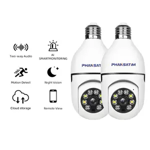 2-6Pcs Light Bulb Camera Front Door Camera Indoor Security Cameras For Home 5MP HD WiFi Home Wireless Camera 360° PTZ Pet Dog Baby Monitor with Mobile App Two Way Audio Night Vision 24/7 Cloud Storage Compatible with Alexa smart camara remote monitoring