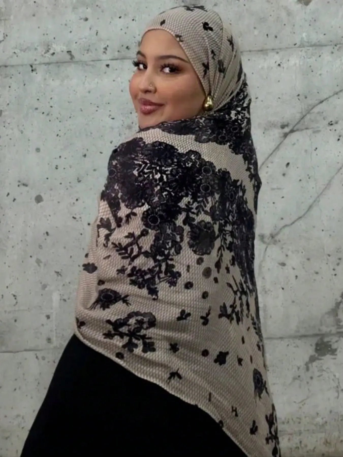 Women's Boho Style Watercolor Floral Chiffon Shawl, Single-Sided Printed Wrap Scarf, Soft Windproof Cape, Casual Daily Wear, Dress Companion, Head Scarf, Hijabs, Savannah Hijab