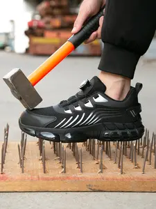 SEBOWEL Unisex Steel Toe Work Shoes Safety Sneakers Comfortable Lightweight Puncture Proof Slip on Indestructible Construction Work Shoes..
