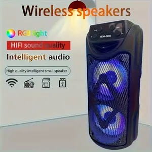 Super Loud Sound, Dual 4-inch, Outdoor Bluetooth Speakers, LED Lights, Pluggable Card, USB, Large Camping Speakers, Portable, Wireless, Color Lights