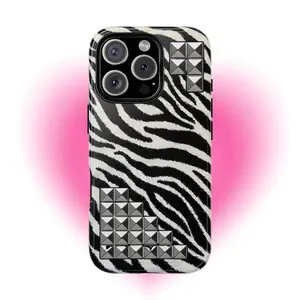 studded zebra print phone case - y2k edition IP 11 - 17