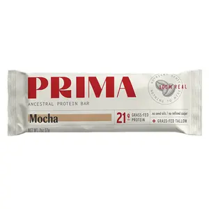 (NEW) PRIMA Ancestral Protein Bar – Mocha (7 Pack) | 21g Grass-Fed Whey Protein, 100% Real Ingredient Snack with Grass-Fed Tallow & Organic Raw Honey | Seed Oil Free, Gluten-Free, Low Carb Clean Energy Bar Proteinbars Coffee