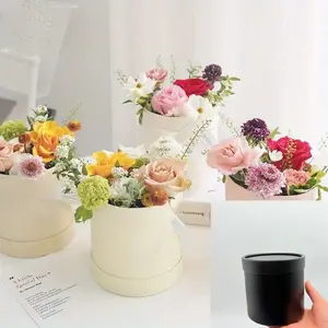 3-Piece Mini Handheld Bouquet Round Box Set, Gift Flower Decorative Packaging Material, Multifunctional Bouquet Tray for Weddings Birthdays Anniversaries Holidays
