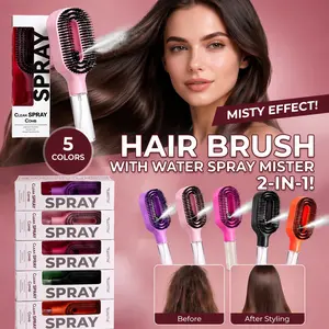 2-in-1 Detangler Hair Brush, With Mister Spray, Wet & Dry Detangling Brush for Curly, Wavy & Straight Hair | No-Tangle Anti-Frizz Hair Care Brush