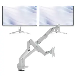 PX246 Wave White Monitor + Dual Monitor Arm Bundle
