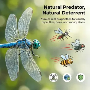 2026 Upgraded Artificial Dragonfly Pest Clips, 3D Garden Mosquito Repellent Stakes, Realistic Insect Style Clip On Pest Control for Indoor Outdoor Garden and Yard Protection