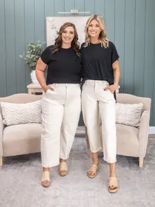 Women's High-Rise Relaxed Barrel Cuffed Jeans, Size 0-3XL