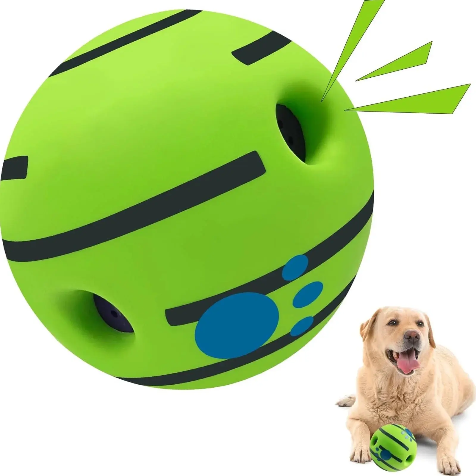 summerwins Dog Wobble Giggle Ball Toy - Durable, 5.51 inch, 4 Clutch Pockets, Squeaky, Giggle Sound, Anxiety Release, Engagement, Indoor-Outdoor Play for Small-Medium Dogs