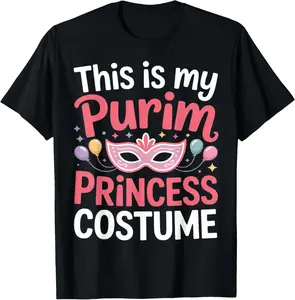 100% Cotton This is My Purim Princess Costume Jewish Holiday Mask T-Shirt