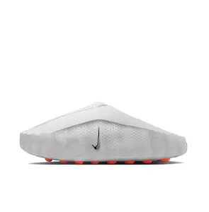 Light Grey Futuristic Mule Slides, Orange Cushioning Sphere Outsole, Perforated Upper, Sports Recovery Tech Slides