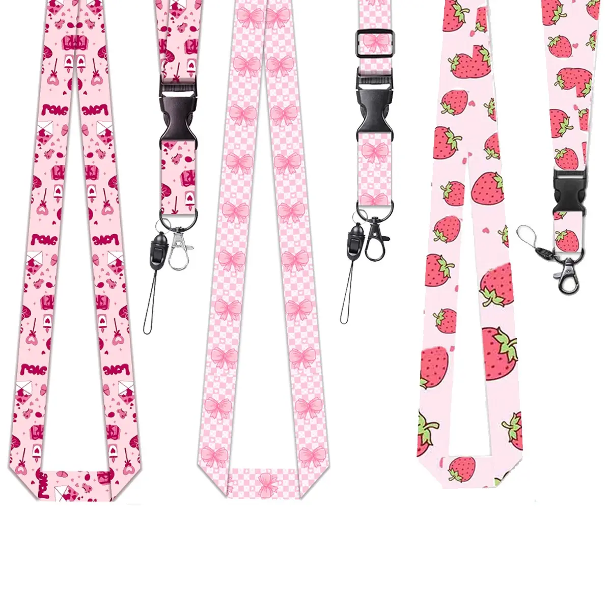 Sweet Bow Tie Lanyard for Office ID Cards, ID Lanyard Badge Holder, Detachable Keychain, Phone Holder, Nurse Teacher Student Gift, 21 Inch Dual-Sided Design, Custom Lanyard, Cute Lanyards for ID Badges