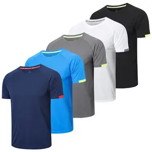 Men's 5-Pack Short Sleeve Crew Neck T-Shirts High-Performance Moisture-Wicking Sports Running Tops Durable Activewear for Golf Tennis Hiking Clothing compression shirts workout tops