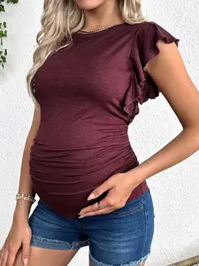 Maternity Shirt, Sporty & Casual Style, Comfortable Red T-Shirt for Summer, Maternity Wear