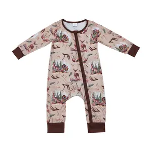 LR1014 Hunting Deer Long Sleeve Baby Romper Toddlers