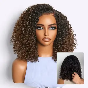 [Live]Wear & Go Ombre Brown Fluffy Curly 180% Density Glueless 5x5 Closure HD Lace Wig Pre-Cut Lace