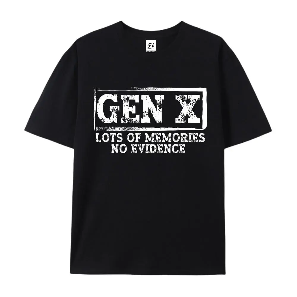Gen X Lots Of Memories No Evidence Cotton T-Shirt, Funny Retro Gen X Graphic Tee, Comfort Casual Outfit, Perfect Gift For Gen X Pride & Vintage Vibes, Ideal Everyday Outfit